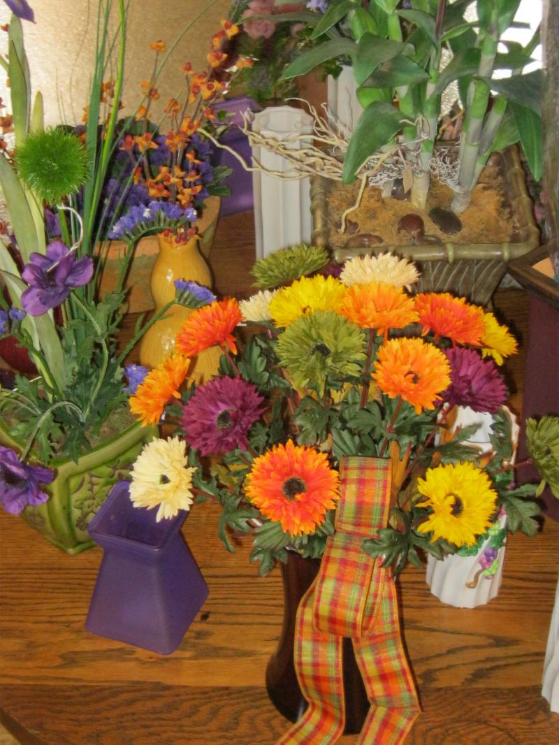Silk zinnias